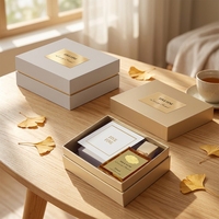 Boîte cadeau haut de gamme personnalisée en carton rigide gris 2 pièces, écologique, biodégradable, recyclable, gaufrée, impression quadricolore, emballage artisanal