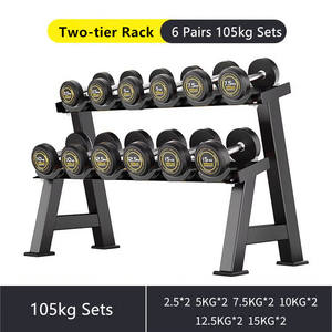 Mancuerna redonda de 2,5 kg ~ 50kg para ejercicio de levantamiento de pesas, mancuernas de acero y goma y juegos de estante de acero - Product Image 3