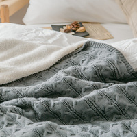 100% Baumwolle Zopfmuster Sherpa Wurfdecke 50x70 Zoll Dick Weich Gemütlich Gestrickte Fleece Beheizte Tragbare Decke Individuelle Farbe Ganzjährig