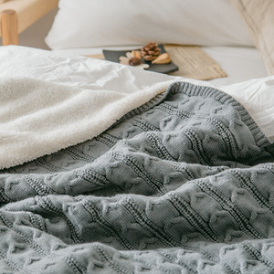 100% कपास केबल बुनाई शेरपा कंबल 50x70 इंच मोटी नरम नरम आरामदायक बुना हुआ ऊन गर्म पहनने योग्य कस्टम रंग ऑल-सीज़न - Product Image 5