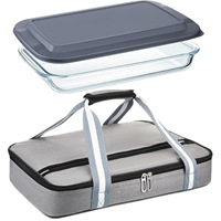 Plat à pâtisserie en verre borosilicate de grande capacité avec couvercle, plat à pain rectangulaire, plat à pain en verre trempé avec sac de rangement
