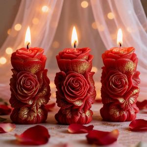 Rose Flower Column <b>Silicone</b> Cake Mold DIY Flower Aromatherapy Candle Mold High Temperature Resistant Food Gradefor <b>Baking</b> - Product Image 1