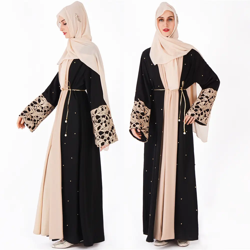 2219โรงงานขาย2022ใหม่มาถึง Ramadan มุสลิมแขนยาว Outerwear สีดำ Caftan Kimono เปิด Abaya Kaftan