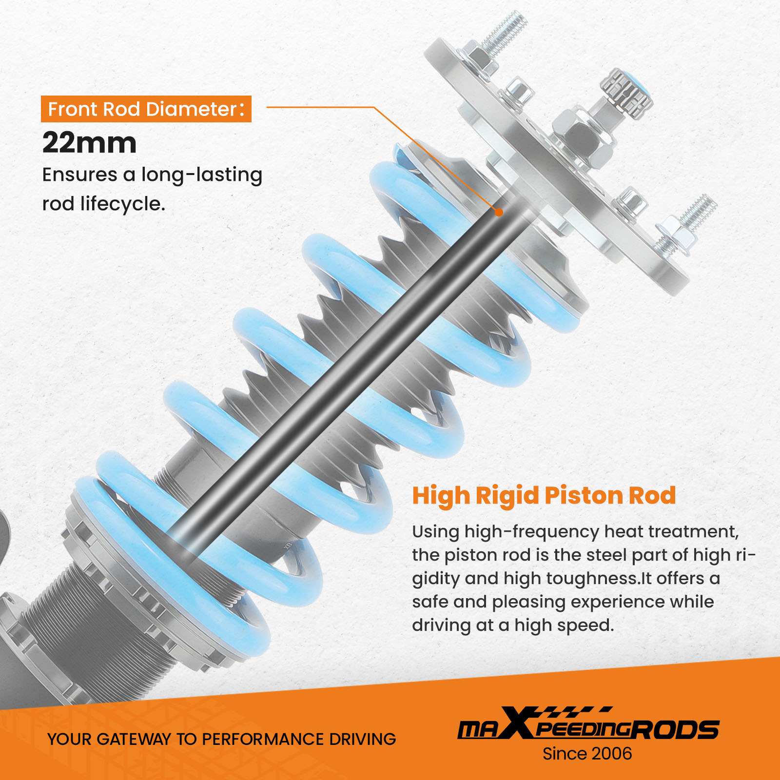 Maxpeedingrods COT6 24-Way Adjustable Coilover Kit For BMW 3 Series E46 - Lowering Suspension