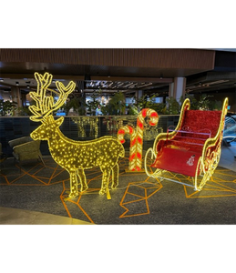 Xmas nhựa thủ công lớn khổng lồ đồ trang trí Giáng sinh màu đỏ vàng sợi thủy tinh Santa Sleigh mua sắm mail trang trí ngoài trời - Product Image 5