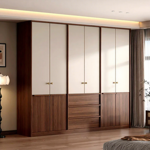Armoire de chambre à coucher <span class=keywords><strong>en</strong></span> <span class=keywords><strong>bois</strong></span> massif de style rétro de luxe avec coiffeuse intégrée pour appartement et hôtel - Product Image 4