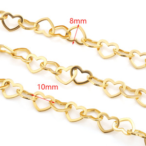 Cadena de Acero Inoxidable con Forma de Corazón Hueco de 10 mm, Chapada en Oro, para Joyería DIY, Cadena para Suéter, Accesorio de Regalo Unisex - Product Image 2