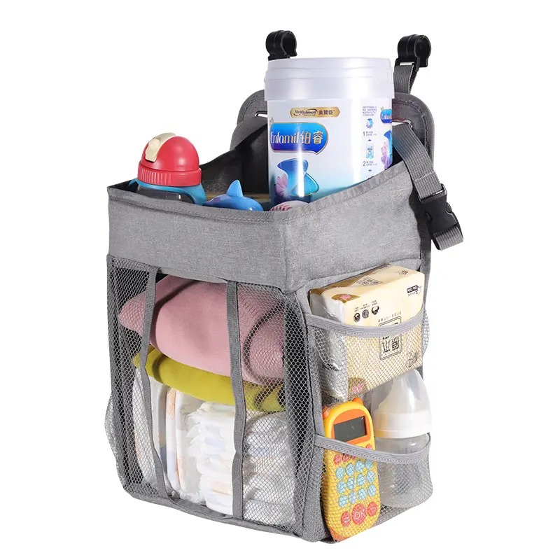 Gerente de suspensión portátil de Venta caliente con soporte de pañal de bolsa múltiple ajustable para almacenamiento de pañales de bebé y taburete de bolsa colgante
