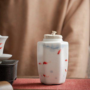 กระปุกชาเซรามิกสีขาว <span class=keywords><strong>Bai</strong></span> Ru You <span class=keywords><strong>Yu</strong></span> ลายเพ้นท์มือ ปิดผนึกกันความชื้น ดีไซน์เรียบง่ายทันสมัย - Product Image 2