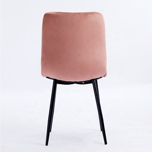 Design de nouvelle qualité bleu <span class=keywords><strong>rose</strong></span> rembourré sans bras en <span class=keywords><strong>velours</strong></span> chaises de cuisine restaurant salle à manger avec pieds en métal - Product Image 5
