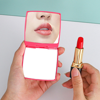 Vente chaude Personnalisé Simple carré Flip En Plastique Maquillage Mini Portable Pliant Miroir De Poche pour Femmes Cadeau