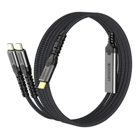 Câble de charge rapide Type-C 2-en-1 PD 140W pour téléphone portable et ordinateur portable avec construction en alliage d'aluminium et en nylon tressé