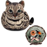 Adorable Pochette de Rangement Plate à Cordon en Forme de Chat, Sacs de Maquillage Portables et Amusants pour Cosmétiques