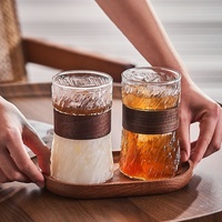 Tasse à café en verre résistant à la chaleur, style vintage, pour latte, Americano glacé, esthétique haut de gamme, anti-brûlure, tasse à thé, motif personnalisé
