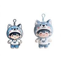 Porte-clés en peluche personnalisé en coton PP, motif garçon de dessin animé, OEM ODM, personnage Husky en sweat-shirt, figurine anime, pendentif super doux