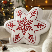 Coussin décoratif de Noël en forme de flocon de neige, broderie délicate, blanc et moelleux, 13 pouces, jouet en peluche flocon de neige câlin