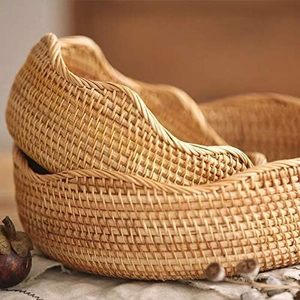 RLL Doğal 3 Parçalı Rattan Ekmek Meyve Sepeti Seti Bambu Dokuma Saklama Kaseleri Mutfak Tezgahı Düzenleyici Dekoratif Hediye - Product Image 2