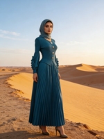 Ensemble jupe deux pièces plissé Miyaki de haute qualité pour femme, couleur unie, grande taille, élégant, modeste, décontracté, style turc, pour soirée, Moyen-Orient, 2026