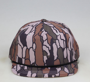 Custom Camo Print 5 Panel Flat Bill <b>Snapback</b> <b>Cap</b> Unstructured Camouflage Baseball Hat Wholesale for Men - Product Image 2