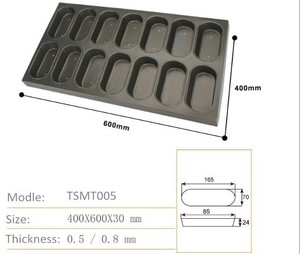 高品质商用烘焙用具批发不粘铝钢热狗面包托盘 12 个模具 - Product Image 6