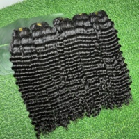 Cheveux humains vietnamiens de qualité 12A, cuticules alignées, ondulation profonde # Extensions de cheveux humains noirs naturels 1B pour crochet