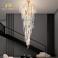 Design contemporain décoration intérieure escalier hôtel Hall d'entrée lustre LED en verre personnalisé