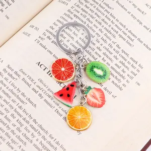 New Summer Cute Fruit Metal Keychain Lemon Hard Enamel Key Ring