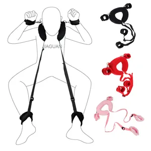 Bondage Gear for Women-Black Red Pink Handcuffs with Ankle Cuffs Sex Toys Kits Juguetes Sexuales