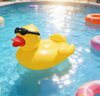 Bouée gonflable en PVC durable personnalisée en usine, modèle Lucky Ducky, pour piscine, île flottante, jouet aquatique et équipement de divertissement aquatique