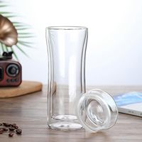 Tasses à café de voyage en verre borosilicate à double paroi écologiques de 400 ml, résistantes à la chaleur, réutilisables, avec couvercles en silicone