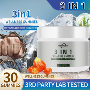 Caramelle Gommose <span class=keywords><strong>3</strong></span> in 1 per il Benessere con Shilajit, Muschio Marino e Ashwagandha più Miele di Manuka, 30 Porzioni per Bottiglia - Product Image 3