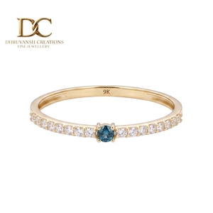 Bague classique en or massif 14 carats avec diamant de laboratoire et topaze bleue de Londres taille brillant, certifiée IGI, pour femme - Product Image 2