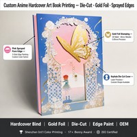 Impression personnalisée d'albums d'art anime, couverture rigide, papier artistique, estampage à chaud doré, fenêtre découpée, faible MOQ, OEM