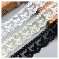 1.38" Renda Bordir Kupu-kupu Mewah Motif Bunga dari Katun Ramah Lingkungan Putih/Hitam, Renda Larut Air untuk Tas, Tersedia dalam Stok