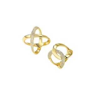 Anillo de Acero Inoxidable de Moda al por Mayor, Diseño Cruzado, Banda de Boda Delgada Dorada, Zirconia de Lujo, Certificado QC, Garantía de 12 Meses - Product Image 2