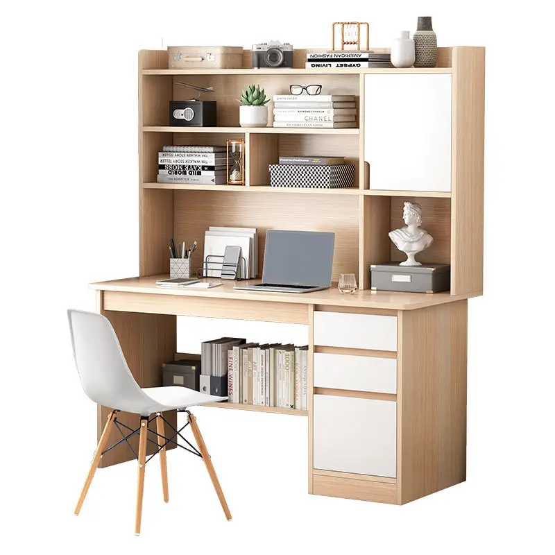 Modern design wooden home furniture computer desk student study desk with bookcase