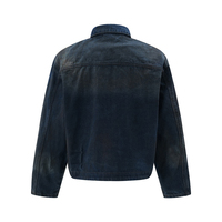 Blouson Bomber Homme Tendance Rétro en Jean Délavé Effet Acide, Style Punk avec Peinture Pulvérisée Dégradée, Broderies Vintage, Style Urbain Éco-Responsable