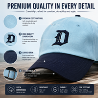 Gorras de Béisbol Personalizadas Más Vendidas al por Mayor, Gorra Curva de Dos Tonos Azul Claro y Marino, Gorra de Sarga de Algodón para Pedidos al por Mayor