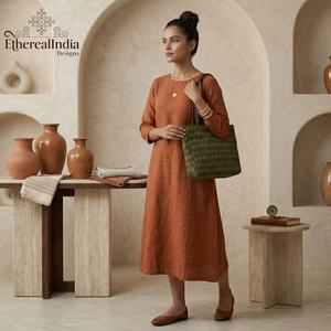 Bolso Tote Artesanal de Algodón con Estampado de Bloques Verdes, Bolso de Hombro Tipo Shopper con Asa de Cuero, Estilo Boho, Exportación a Granel desde India - Product Image 1