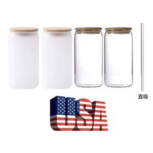 Wholesale Custom Transparent Beer Can Glass 12oz 16oz 25oz Clear Matte Cola Soda Coffee Mug Beer Can Glass With Lid And Straw