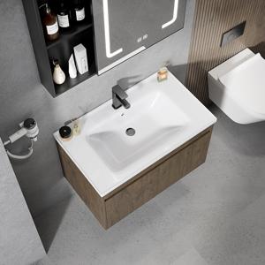 Lavabo de cerámica, tocador de baño con piedra de losa de <span class=keywords><strong>roca</strong></span>, lavabo de gabinete, fregadero de cerámica LED inteligente y parte superior de cerámica blanca para el hogar - Product Image 1