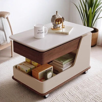 Table d'appoint mobile pour canapé avec plateau relevable, tiroir de rangement et roulettes, organisateur de salon et de chevet