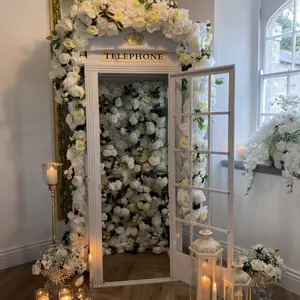 LFB1646-5 नए टेलीफोन फोन बूथ आउटडोर फोटो के लिए फूलों के साथ शादी गुलाबी टेलीफोन बूथ सजावट
