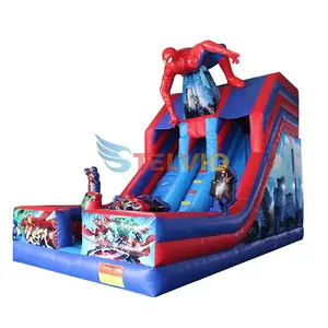 Commercial spider man inflatable slide jumping castle spiderman bounce house dry slides for sale