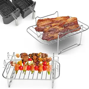 Support de cuisson Cuisine Cuisson Air Fryer Accessoires Remplacement Air Friteuse Vapeur Rack Set Avec Grill Rack Brochettes