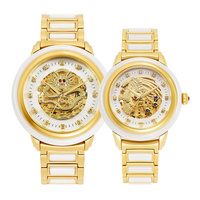 Montre automatique mécanique de luxe Dragon et Phénix pour couple, en jade naturel