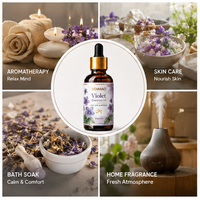 Huiles parfumées 100% pures distillées à la vapeur pour l'aromathérapie, huile essentielle de violette de qualité supérieure pour la cosmétique, le savon et l'aromathérapie
