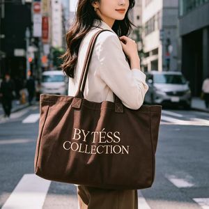 Embroidery Cotton <b>Canvas</b> Fashion Shopping <b>Bags</b> Outdoor Shoulder <b>Canvas</b> <b>Bag</b> Custom Logo <b>Large</b> Tote <b>Bag</b> - Product Image 4