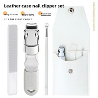 Nouvel ensemble de coupe-ongles pliables en acier au carbone avec étui, ciseaux de manucure, outils de coupe des ongles, soins des doigts et des pieds, portable et personnel