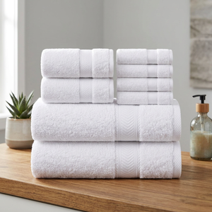 Ensemble de serviettes de bain en coton biologique blanc, douces, absorbantes, écologiques, séchage rapide, serviettes de spa pour hôtel, pour la maison, pour adultes - Product Image 1